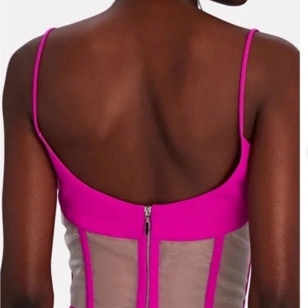 NWT Hot Pink Sheer Panel Rozie Corsets Crop Top size 42 #C-30